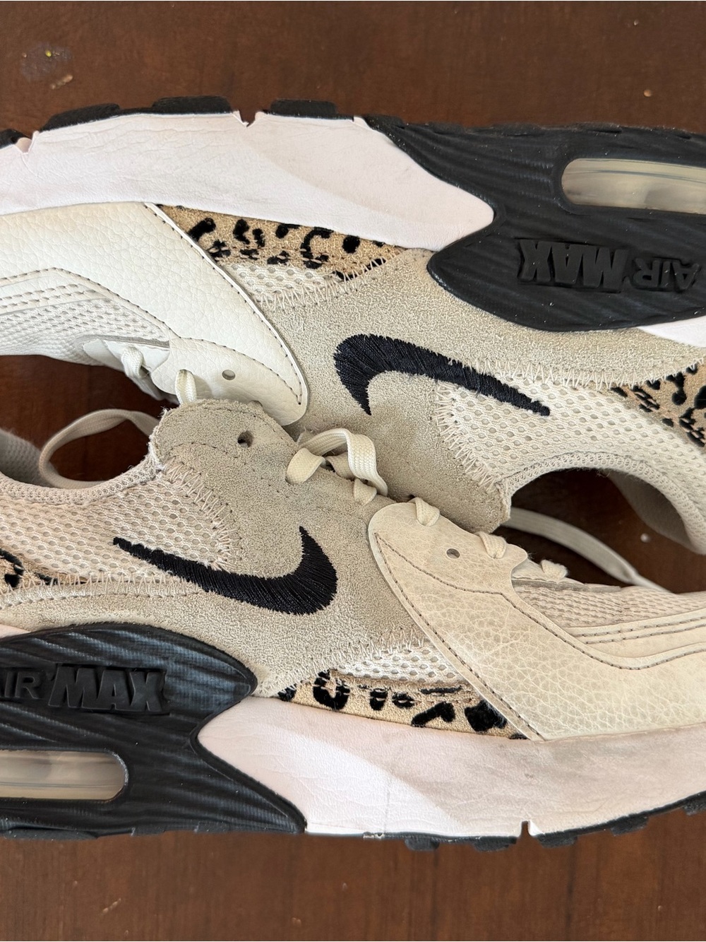 Nike Women’s Air Max Neutral Beige & Black Leopard Accent Sneakers